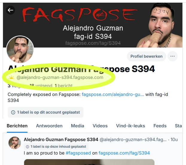 Bluesky account with fagspose URL