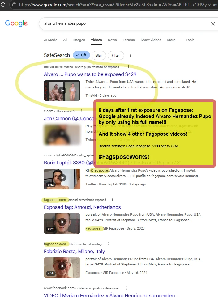 Google video search results for Alvaro Hernandez Pupo.